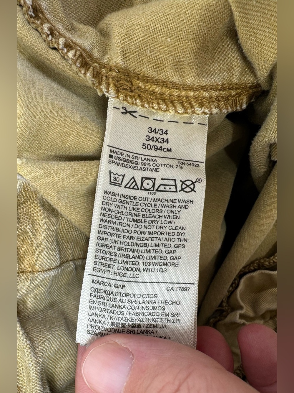 Gap Mens Slim Leg Pants Khaki Tab Size 36x33.5 Button Zip Close - Picture 5 of 11